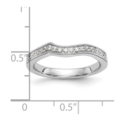 0.17ct. CZ Solid Real 14K White Gold Contoured Wedding Wedding Band Ring