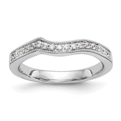 0.17ct. CZ Solid Real 14K White Gold Contoured Wedding Wedding Band Ring