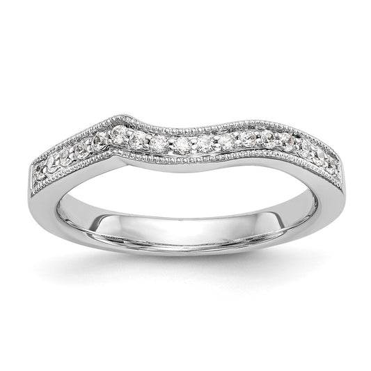 0.17ct. CZ Solid Real 14K White Gold Contoured Wedding Wedding Band Ring