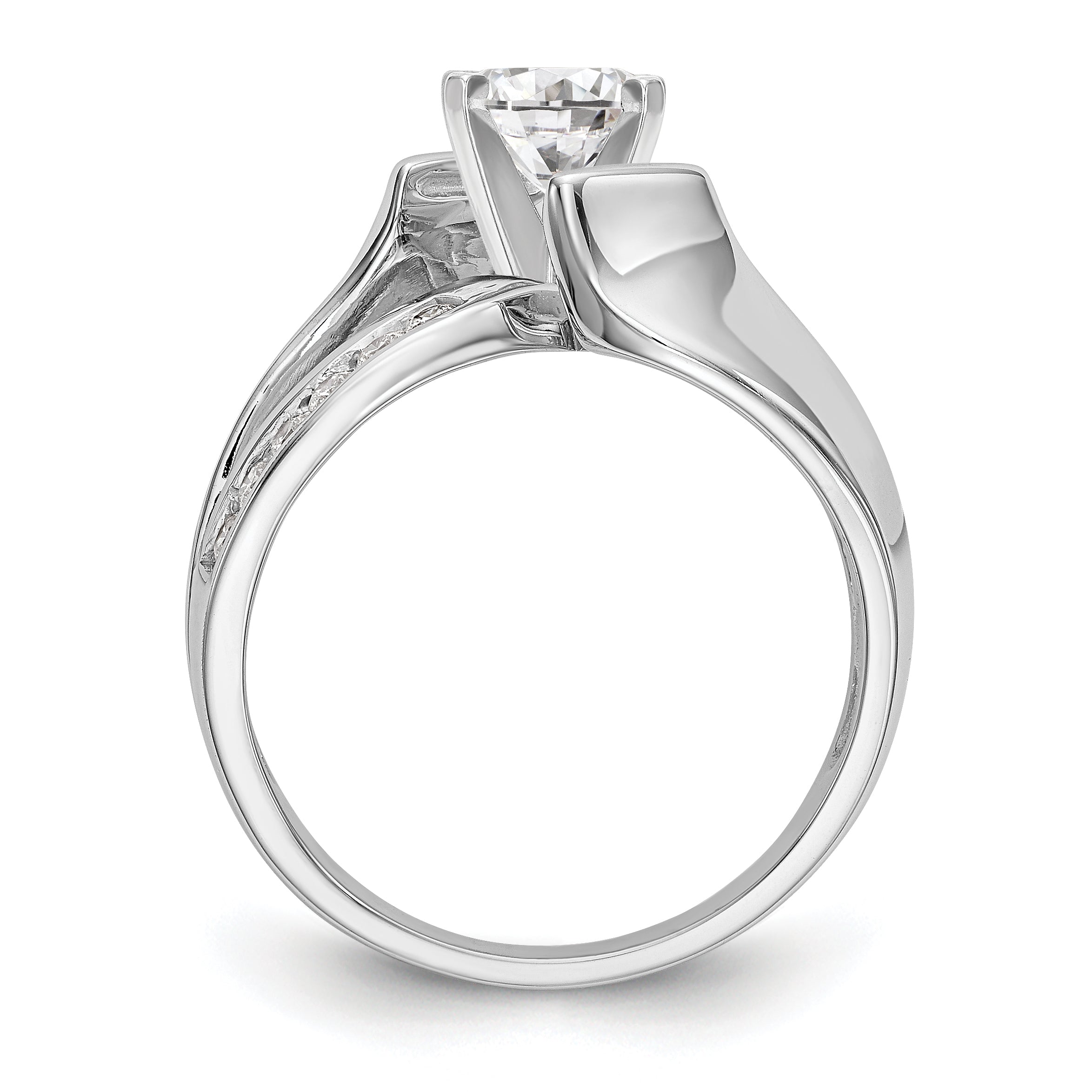 0.20ct. CZ Solid Real 14k White Gold By-Pass Engagement Ring