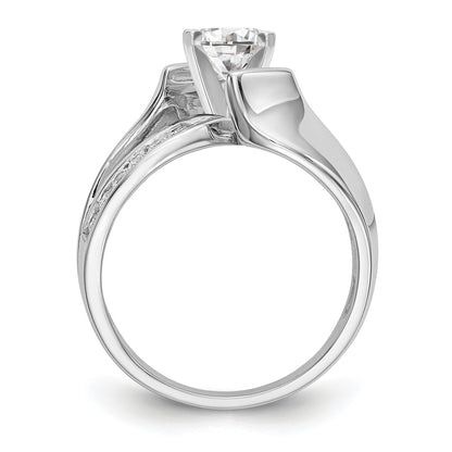 0.20ct. CZ Solid Real 14k White Gold Peg Set By-Pass Engagement Ring