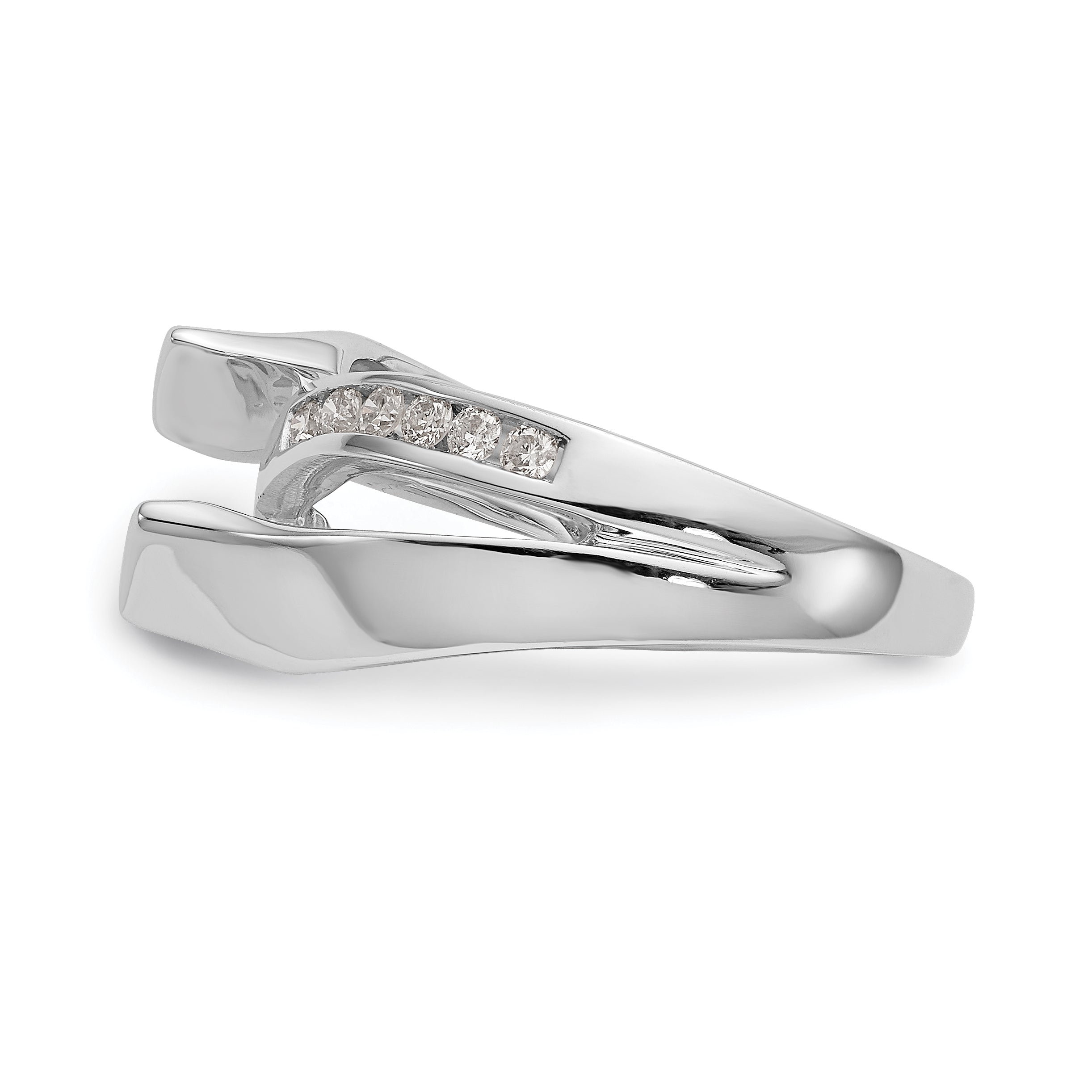 0.20ct. CZ Solid Real 14k White Gold Peg Set By-Pass Engagement Ring