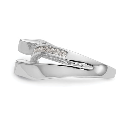 0.20ct. CZ Solid Real 14k White Gold Peg Set By-Pass Engagement Ring