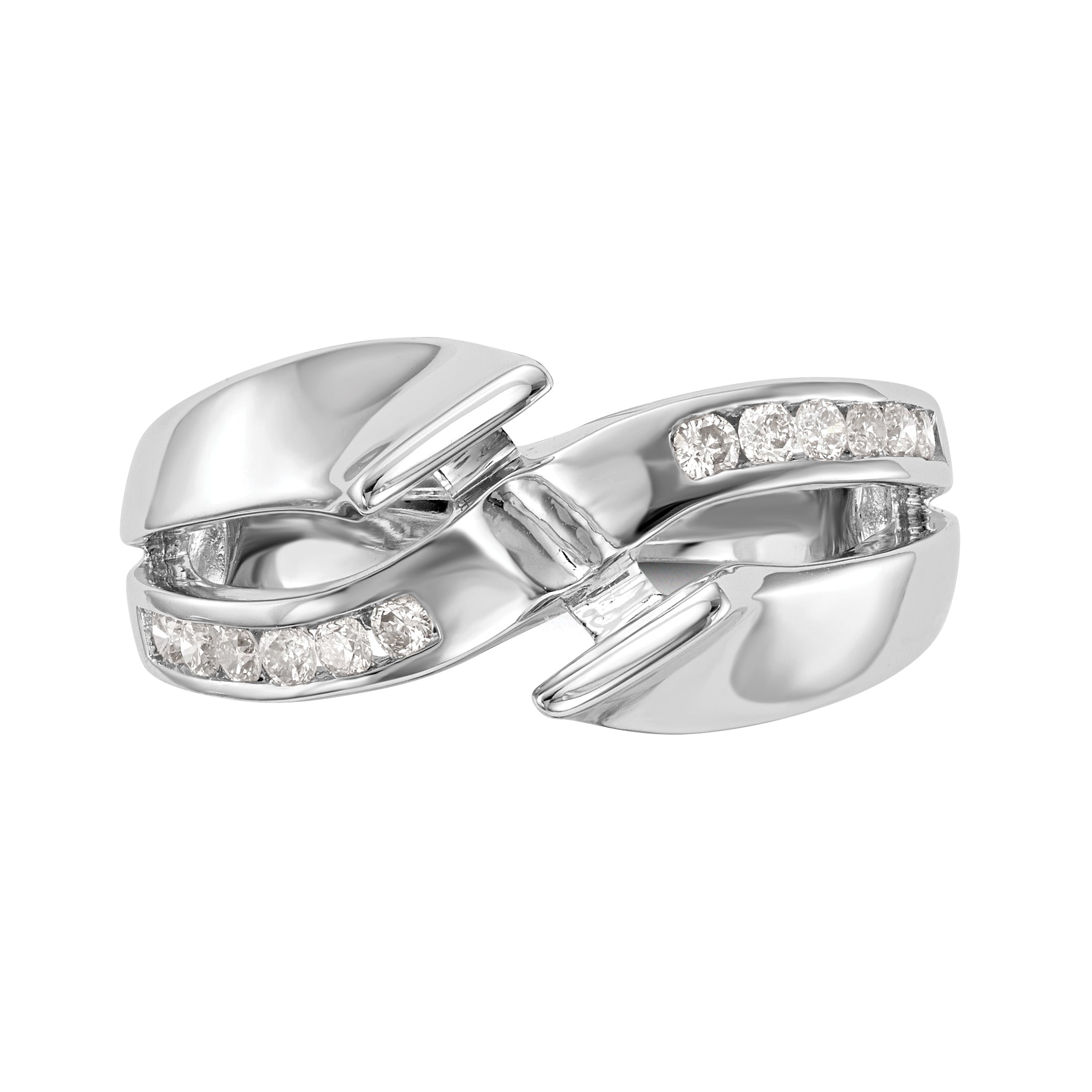 0.20ct. CZ Solid Real 14k White Gold By-Pass Engagement Ring