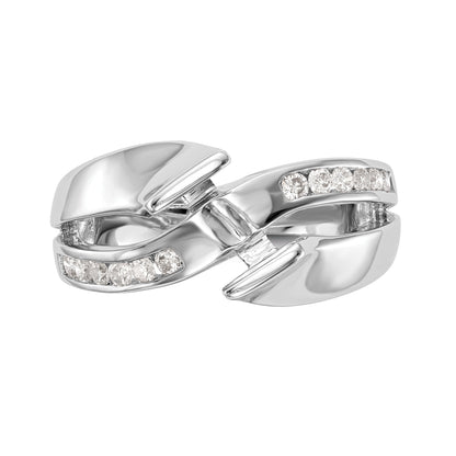 0.20ct. CZ Solid Real 14k White Gold By-Pass Engagement Ring
