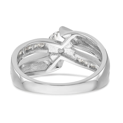 0.20ct. CZ Solid Real 14k White Gold By-Pass Engagement Ring