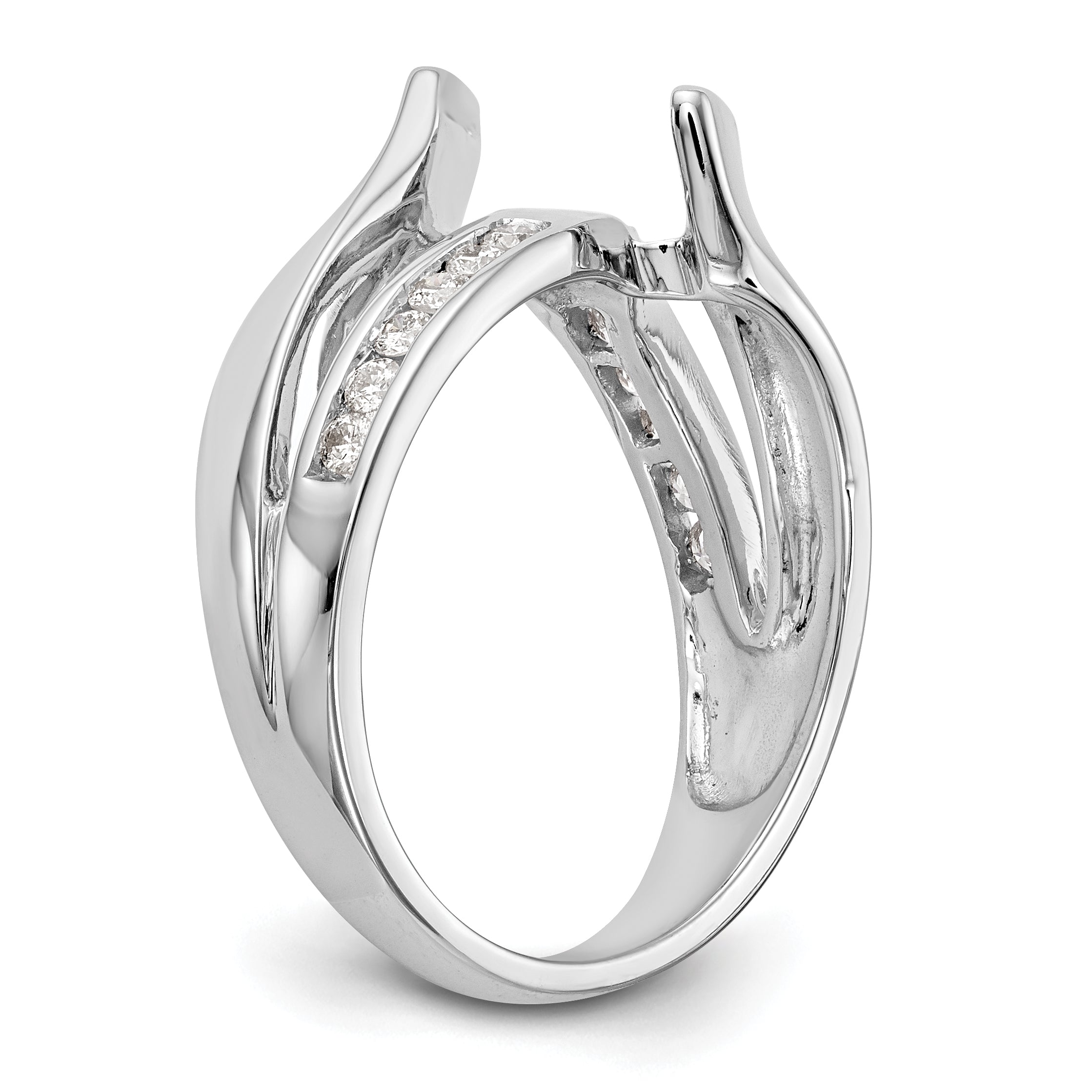 0.20ct. CZ Solid Real 14k White Gold By-Pass Engagement Ring