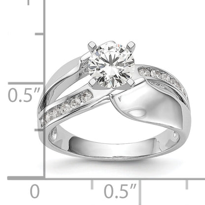 0.20ct. CZ Solid Real 14k White Gold Peg Set By-Pass Engagement Ring