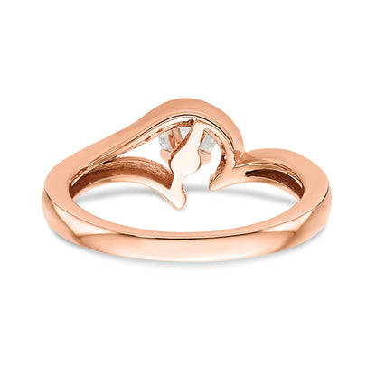 0.06ct. CZ Solid Real 14k Rose Gold Peg Set By-Pass Engagement Ring