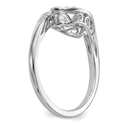 0.25ct. CZ Solid Real 14k White Gold Peg Set By-Pass Engagement Ring