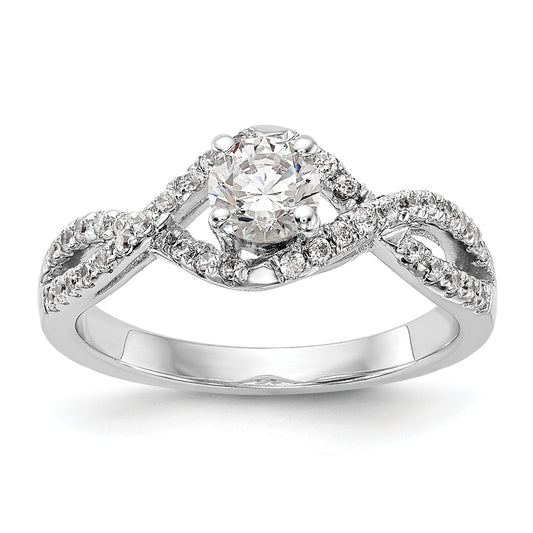 0.25ct. CZ Solid Real 14k White Gold Round By-Pass Engagement Ring