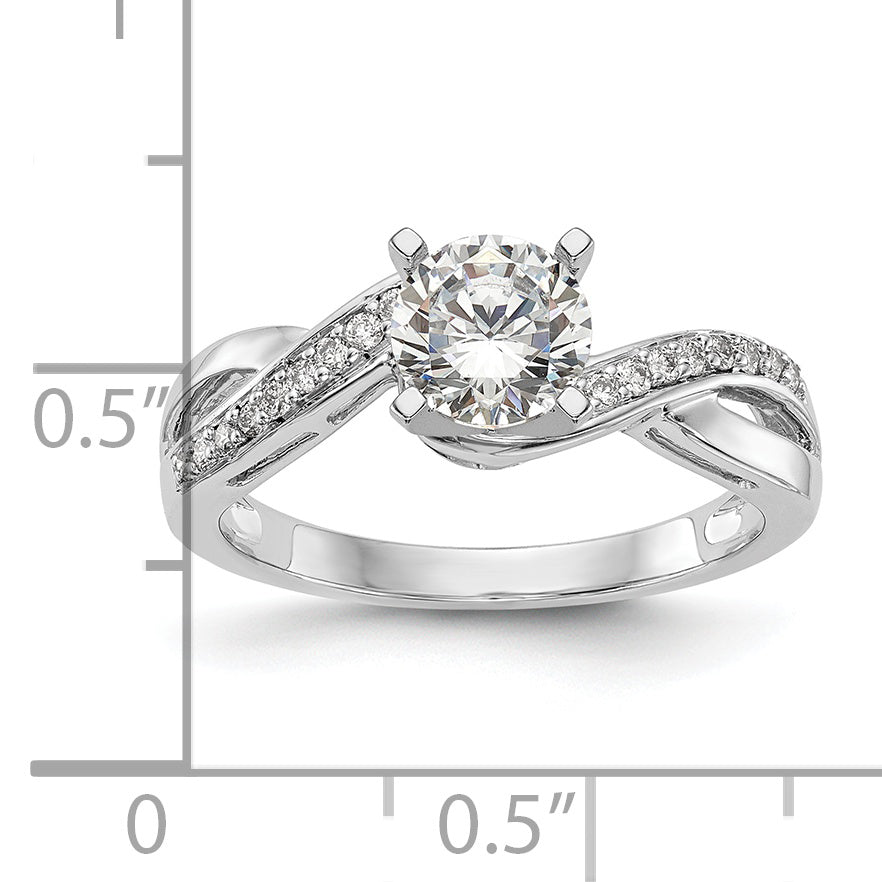 0.25ct. CZ Solid Real 14k White Gold Peg Set Criss-Cross Engagement Ring