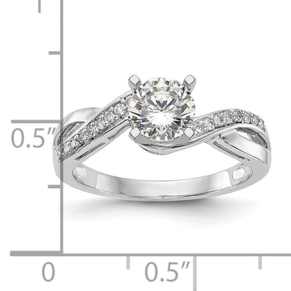 0.25ct. CZ Solid Real 14k White Gold Peg Set Criss-Cross Engagement Ring