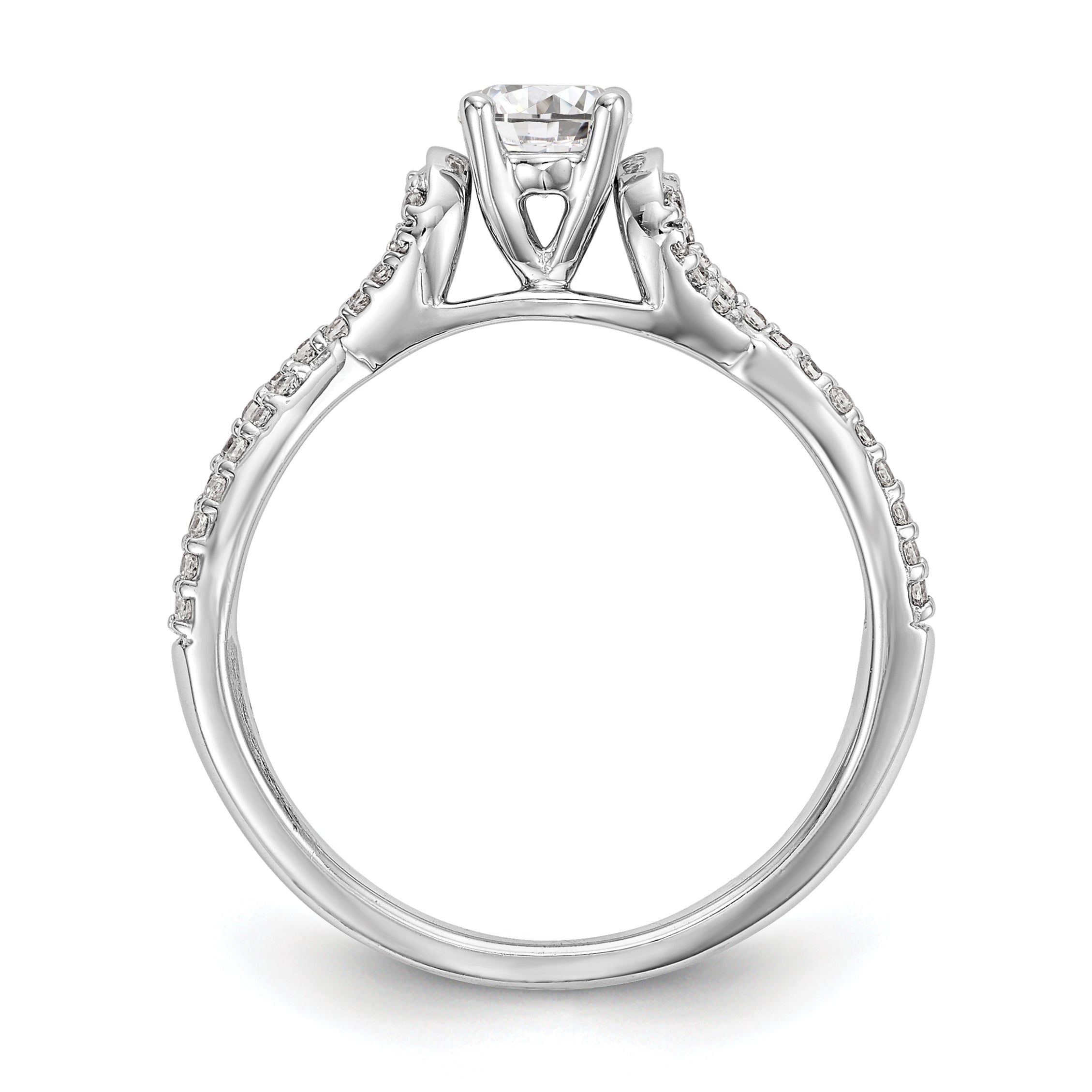 0.24ct. CZ Solid Real 14k White Gold Peg Set Criss-Cross Engagement Ring