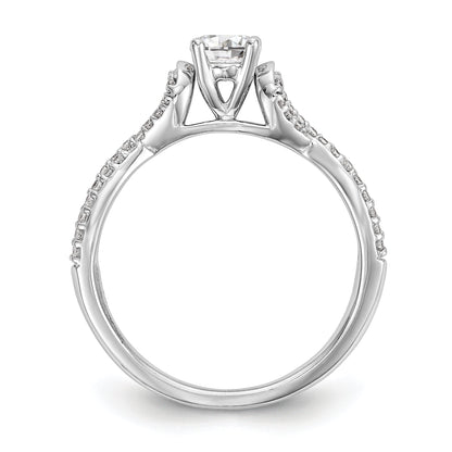 0.24ct. CZ Solid Real 14K White Gold Peg Set Criss-Cross Engagement Ring