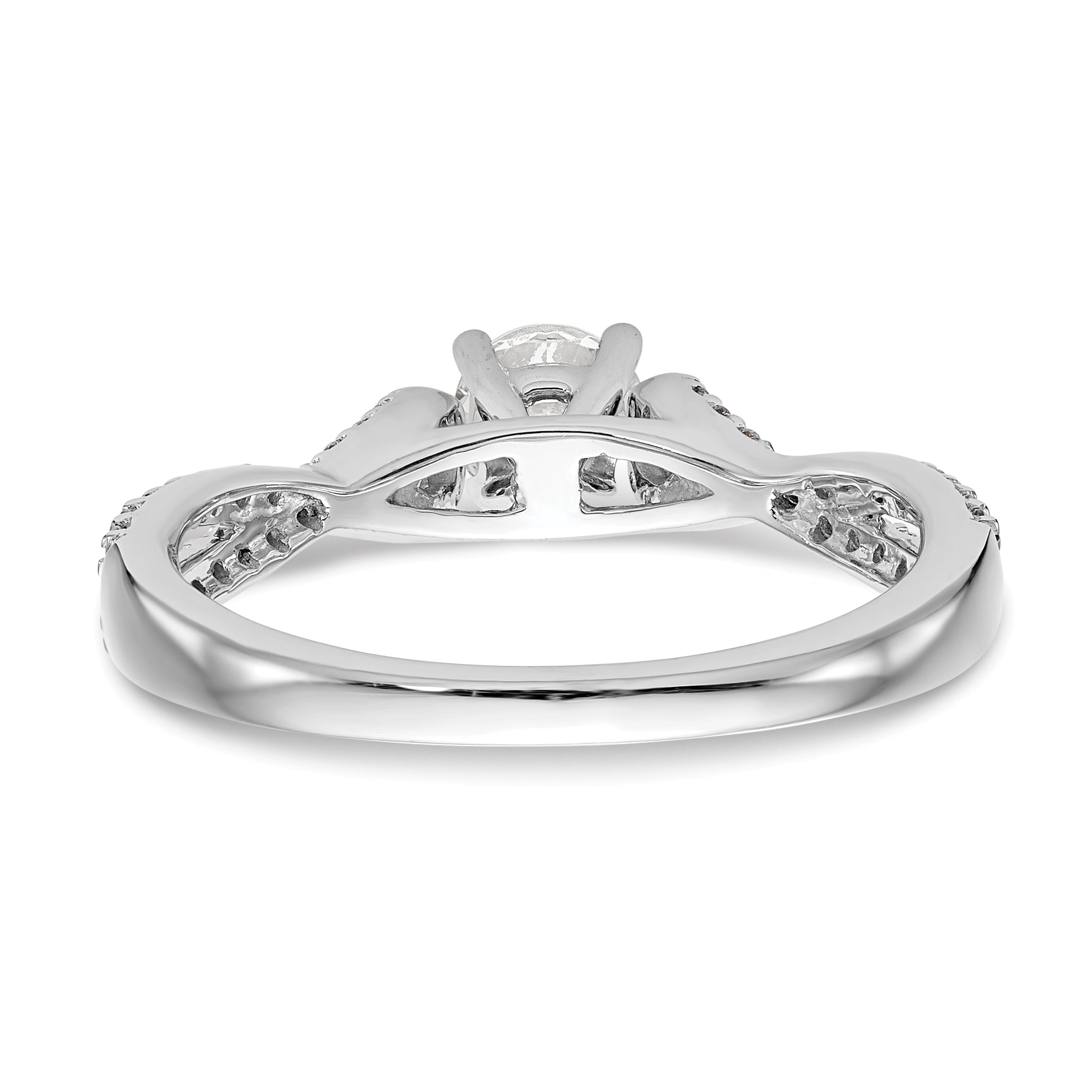 0.24ct. CZ Solid Real 14K White Gold Peg Set Criss-Cross Engagement Ring