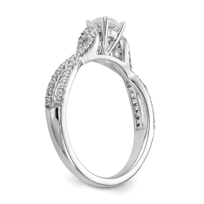 0.24ct. CZ Solid Real 14K White Gold Peg Set Criss-Cross Engagement Ring