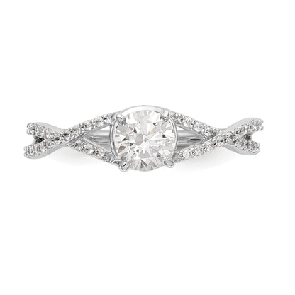 0.15ct. CZ Solid Real 14k White Gold Peg Set Criss-Cross Engagement Ring