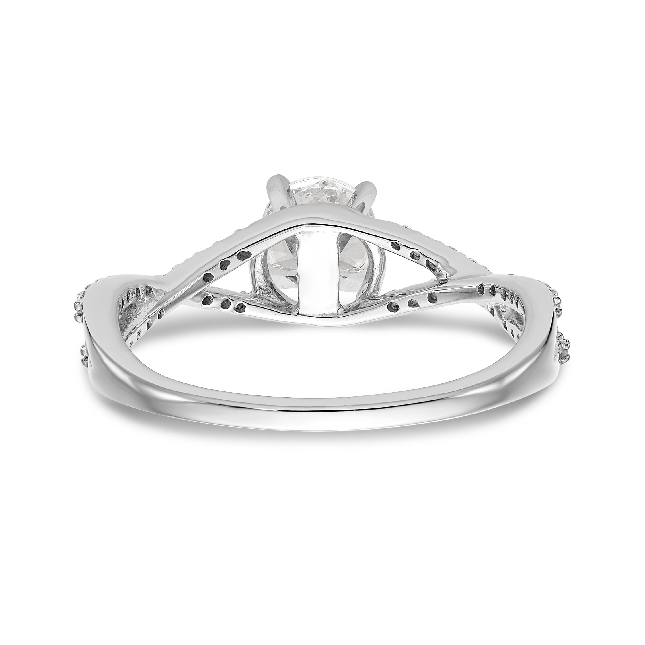 0.15ct. CZ Solid Real 14k White Gold Peg Set Criss-Cross Engagement Ring