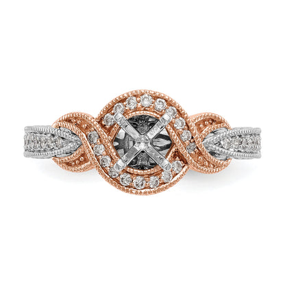 0.25ct. CZ Solid Real 14k TT Peg Set Criss-Cross Engagement Ring