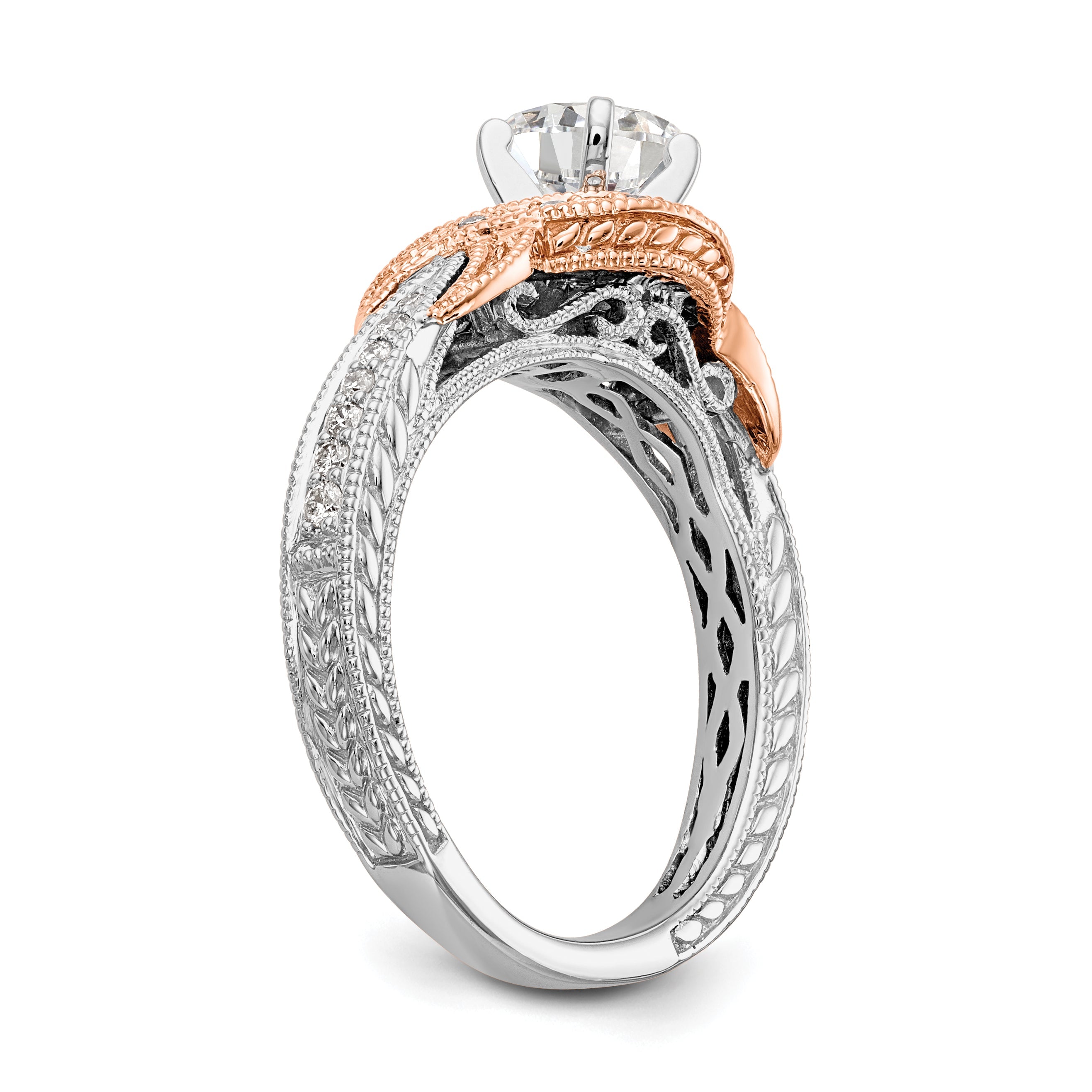 0.25ct. CZ Solid Real 14k TT Peg Set Criss-Cross Engagement Ring