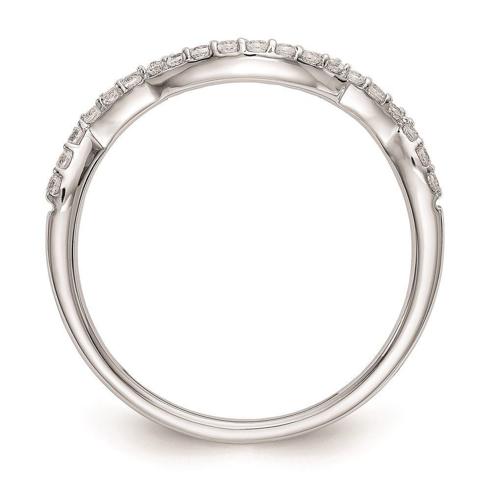 14K White Gold Real Diamond Contoured Wedding Band