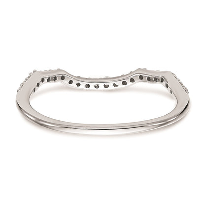 14K White Gold Real Diamond Contoured Wedding Band