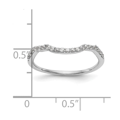 14K White Gold Real Diamond Contoured Wedding Band