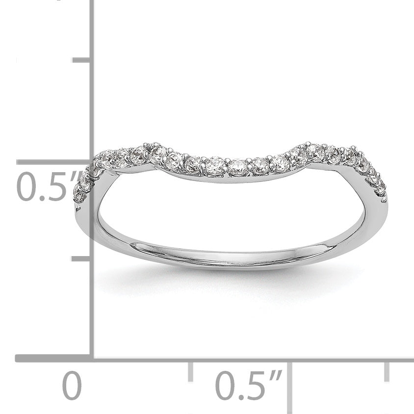 0.16ct. CZ Solid Real 14K White Gold Contoured Wedding Wedding Band Ring