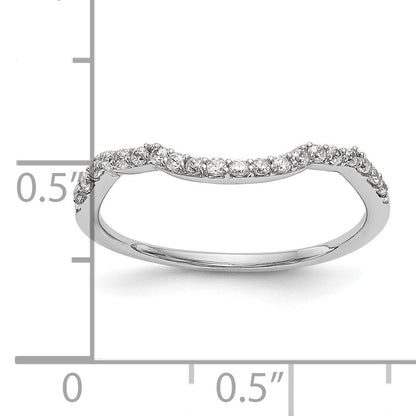 0.16ct. CZ Solid Real 14K White Gold Contoured Wedding Wedding Band Ring