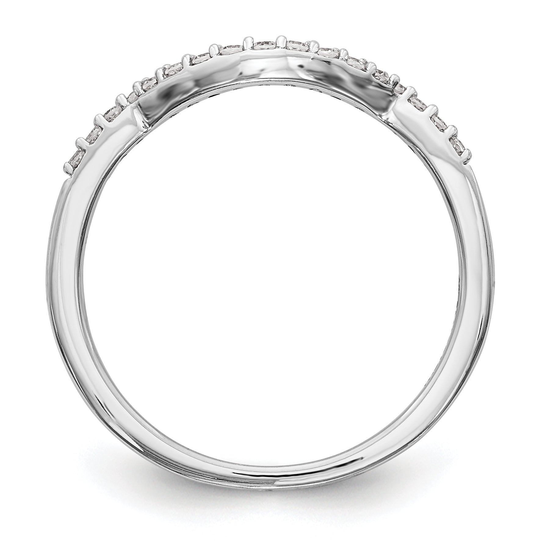 0.15ct. CZ Solid Real 14K White Gold Contoured Wedding Wedding Band Ring