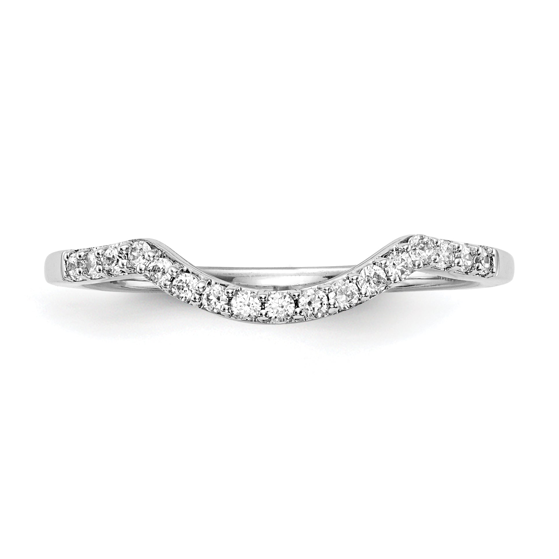 0.15ct. CZ Solid Real 14K White Gold Contoured Wedding Wedding Band Ring