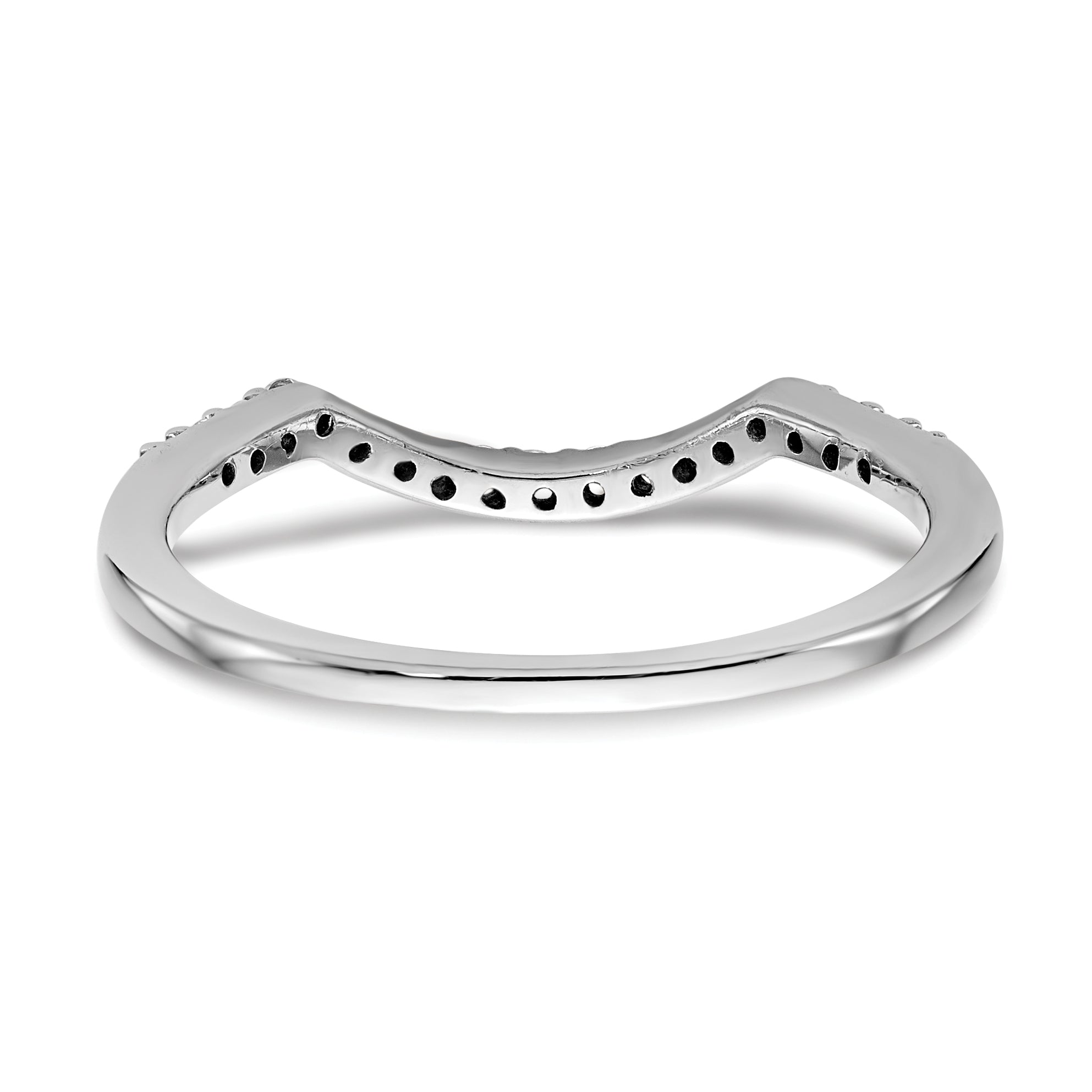 0.15ct. CZ Solid Real 14K White Gold Contoured Wedding Wedding Band Ring