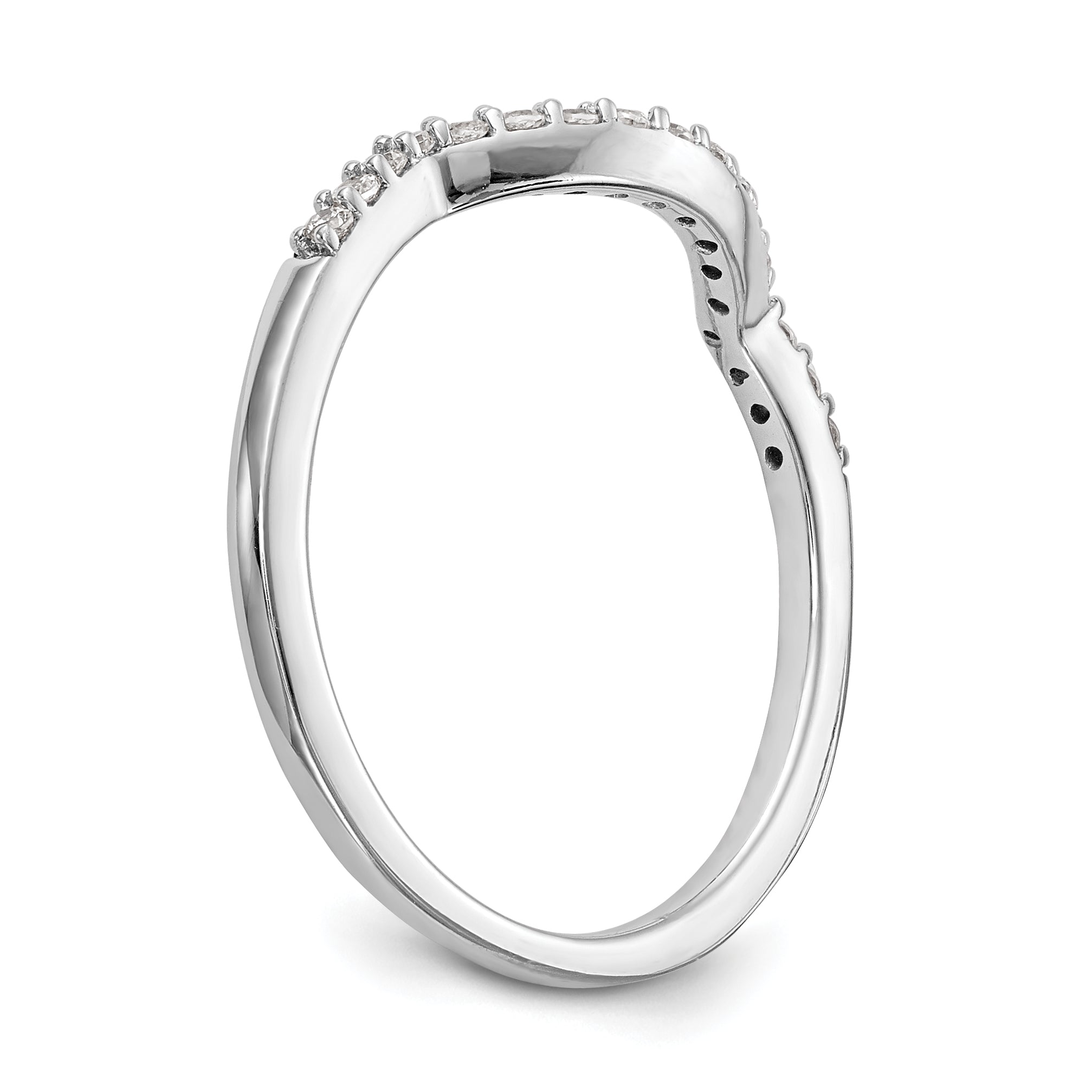 0.15ct. CZ Solid Real 14K White Gold Contoured Wedding Wedding Band Ring