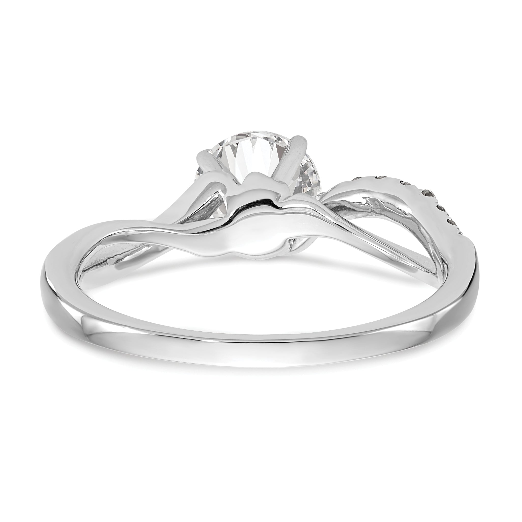 0.16ct. CZ Solid Real 14k White Gold Peg Set Criss-Cross Engagement Ring