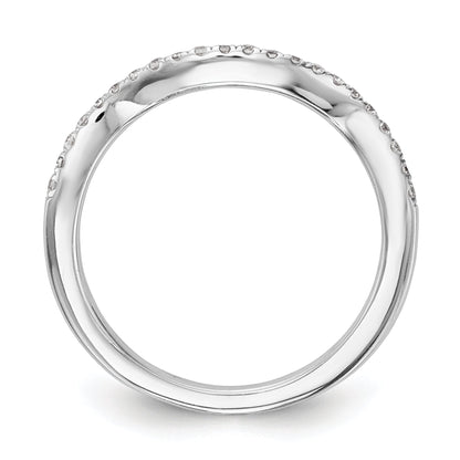 0.17ct. CZ Solid Real 14K White Gold Contoured Wedding Wedding Band Ring