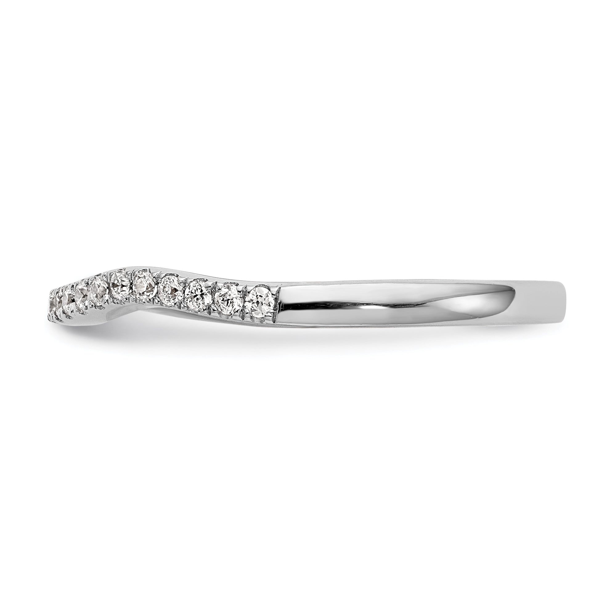 0.21ct. CZ Solid Real 14K White Gold Contoured Wedding Wedding Band Ring