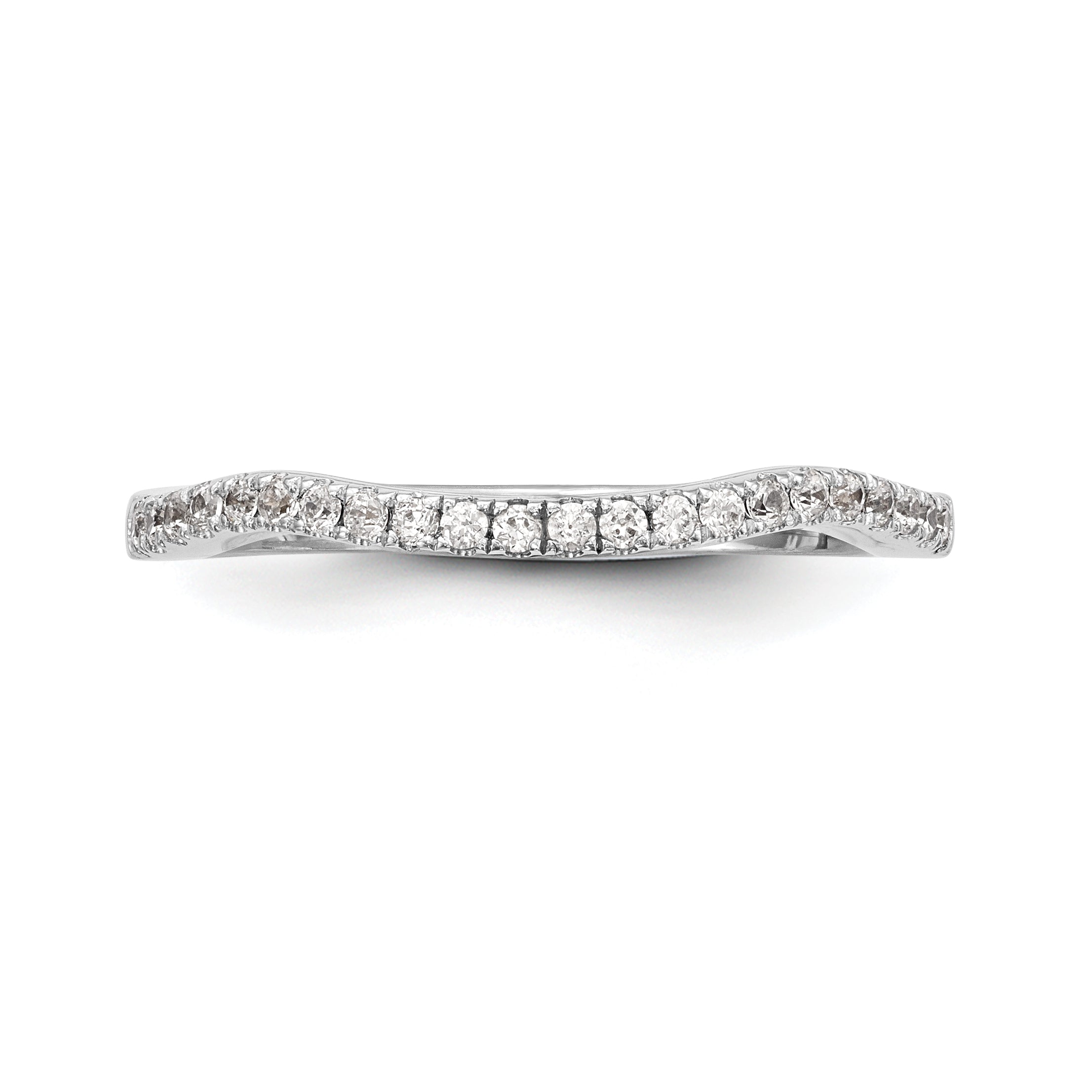 0.21ct. CZ Solid Real 14K White Gold Contoured Wedding Wedding Band Ring