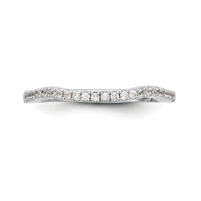0.17ct. CZ Solid Real 14K White Gold Contoured Wedding Wedding Band Ring