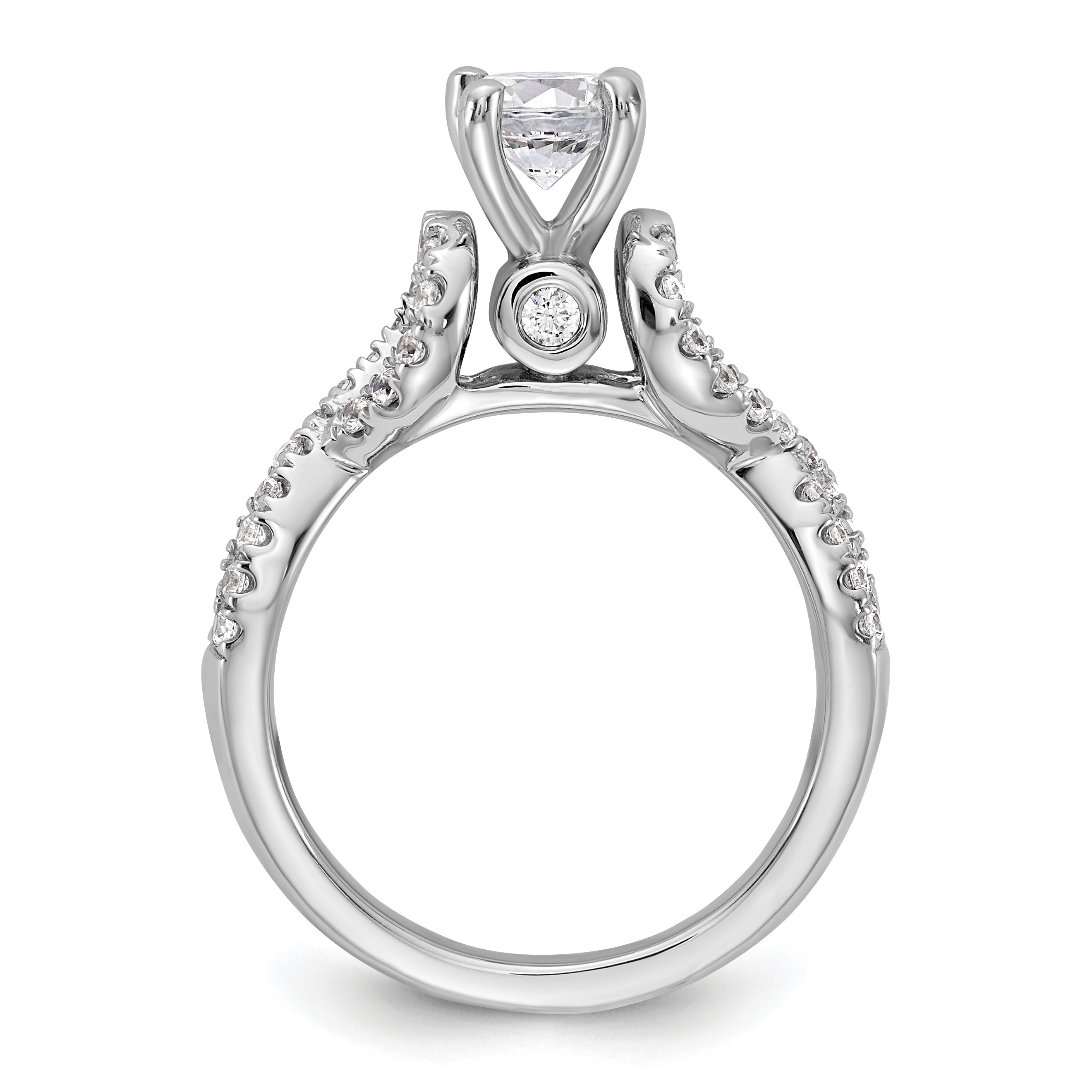 0.21ct. CZ Solid Real 14k White Gold Peg Set Infinity Engagement Ring