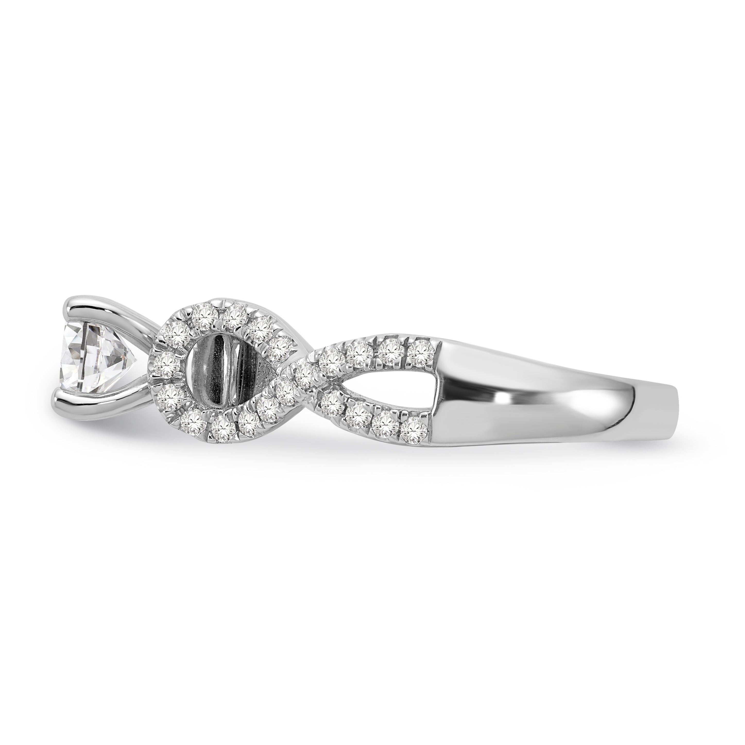 0.21ct. CZ Solid Real 14k White Gold Peg Set Infinity Engagement Ring