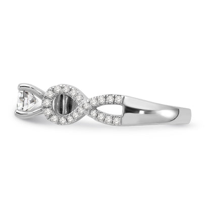 0.21ct. CZ Solid Real 14k White Gold Peg Set Infinity Engagement Ring