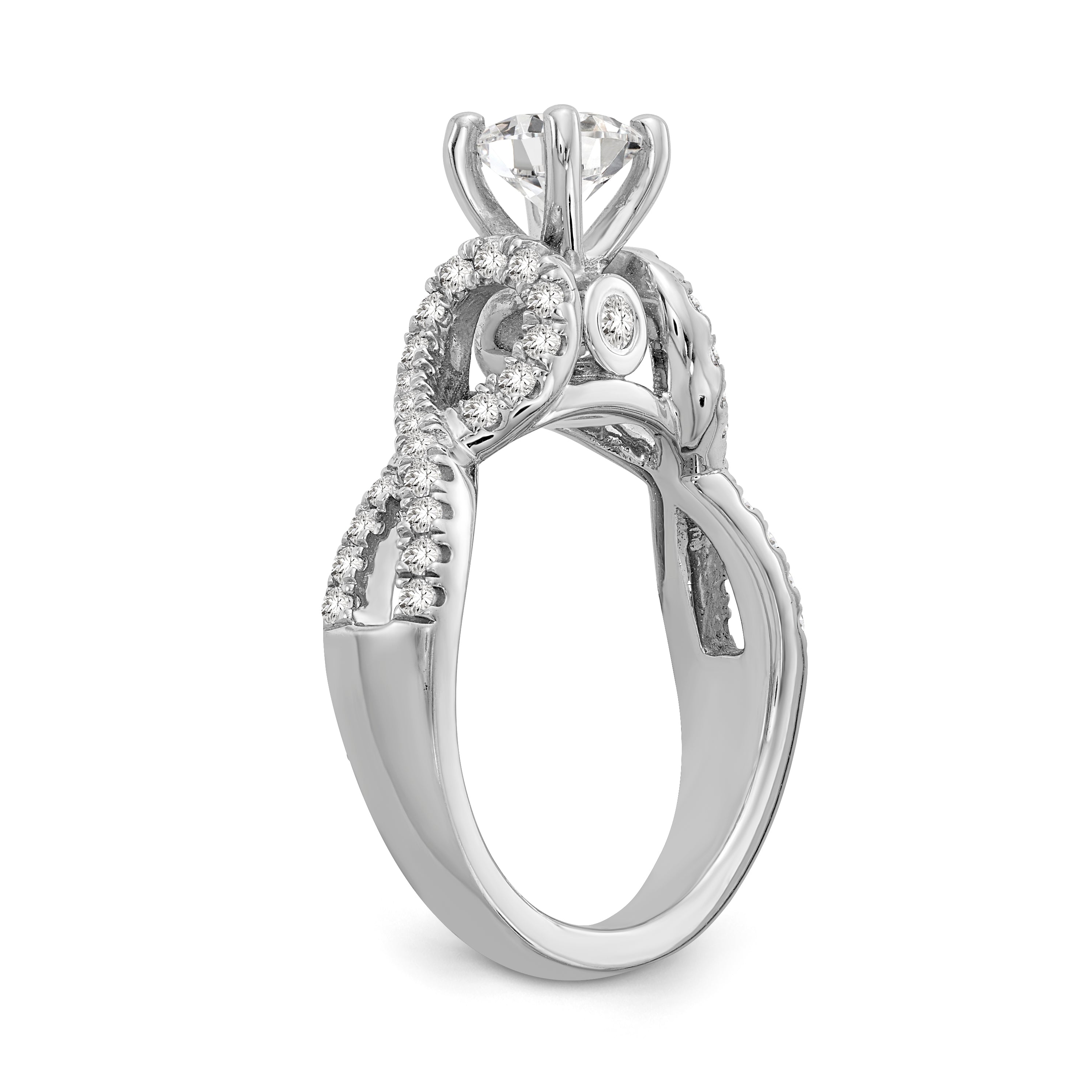 0.21ct. CZ Solid Real 14k White Gold Peg Set Infinity Engagement Ring