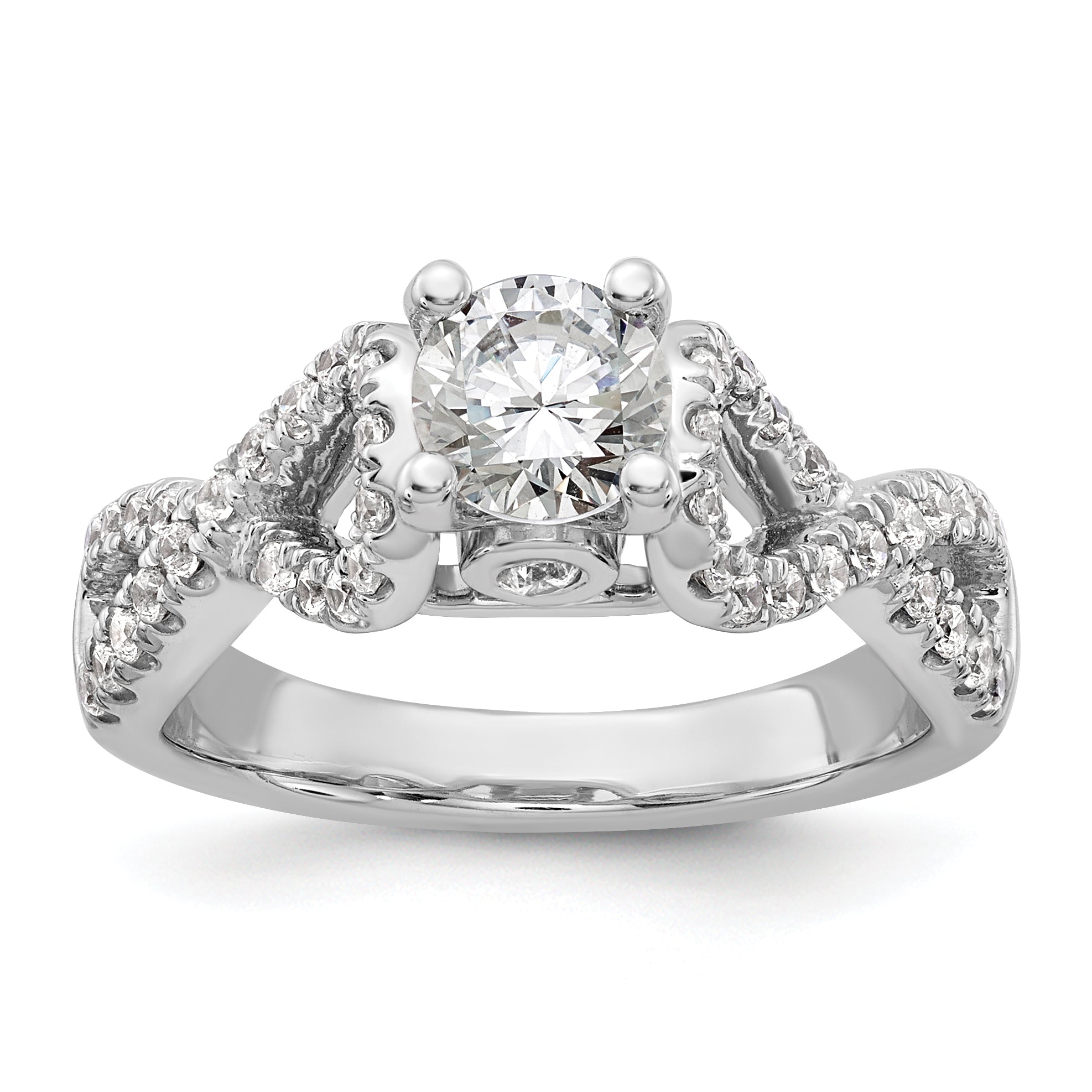 0.21ct. CZ Solid Real 14k White Gold Peg Set Infinity Engagement Ring