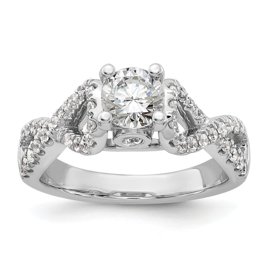 0.21ct. CZ Solid Real 14k White Gold Peg Set Infinity Engagement Ring