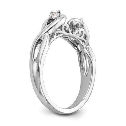 0.10ct. CZ Solid Real 14k White Gold Peg Set Infinity Engagement Ring