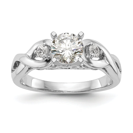 0.10ct. CZ Solid Real 14k White Gold Peg Set Infinity Engagement Ring