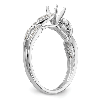 0.12ct. CZ Solid Real 14k White Gold Peg Set Criss-Cross Engagement Ring