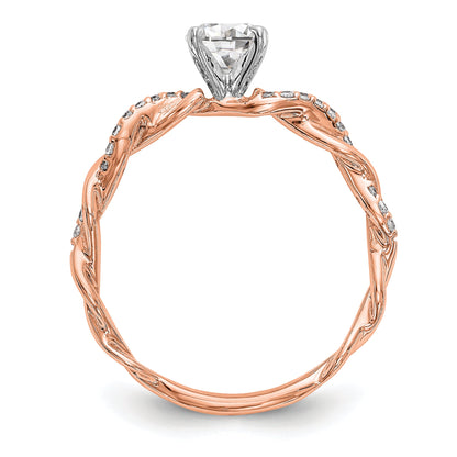 0.11ct. CZ Solid Real 14k Rose Gold Peg Set Criss-Cross Engagement Ring