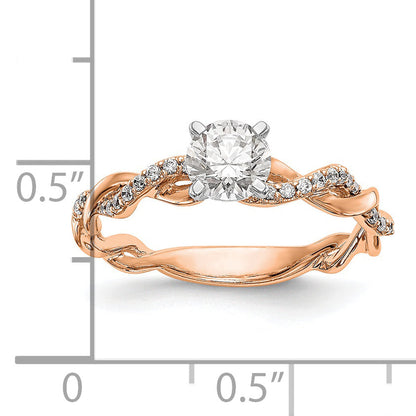 0.11ct. CZ Solid Real 14k Rose Gold Peg Set Criss-Cross Engagement Ring